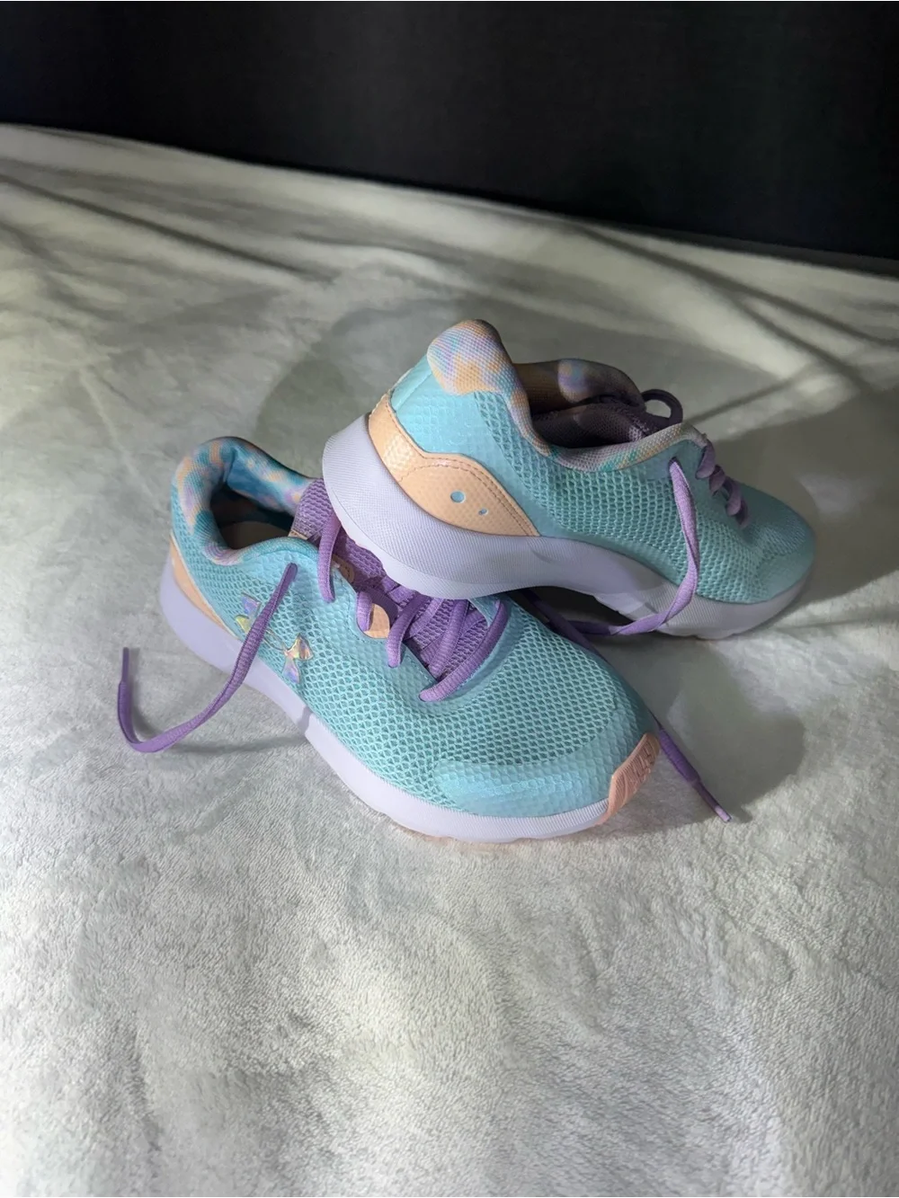 Under Armour Kids (Girl)Mesh Sneakers in Aqua, Lavender & Peach